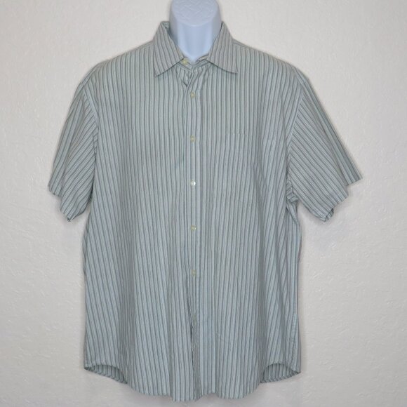 J. Crew* Men's Short Sleeve Button Down Curved Hem Stripe Pocket Shirt~ Size XL - Picture 1 of 10